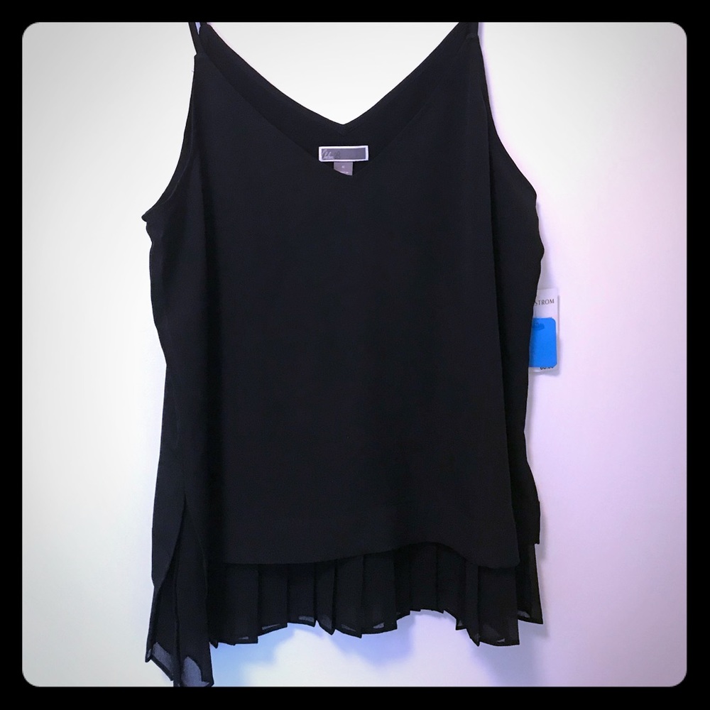 NWT Chelsea28 Black Tank with Pleated Accent